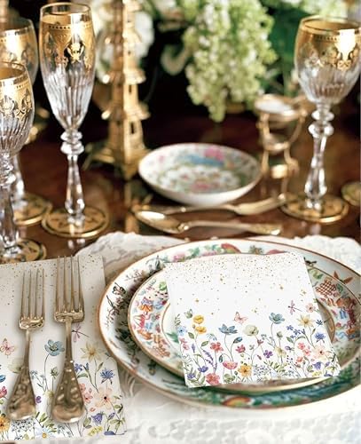 20PCS Floral Napkins for Wedding and Party Decorations