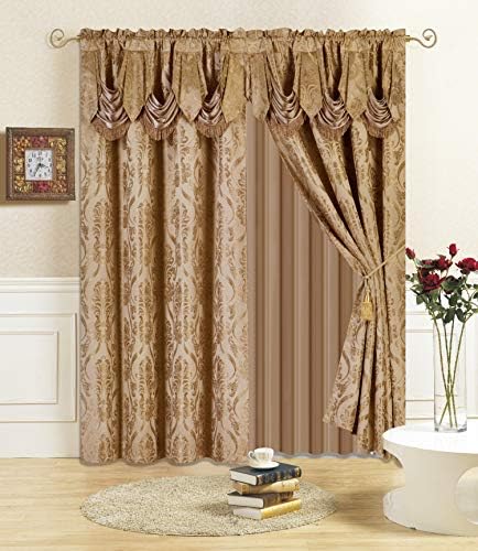 All American Collection 4 Piece Drape Set with Valance and Sheer