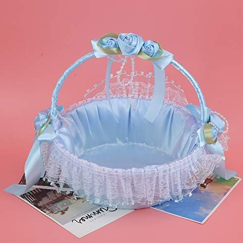 Pink Flower Girl Baskets with Handle for Weddings