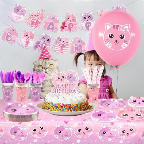 Cat Birthday Party Supplies Set for 20 Guests