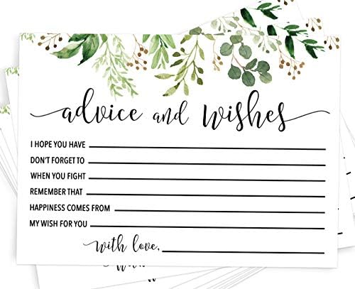 Mr and Mrs Advice Cards with Greenery Decor 50 Pack