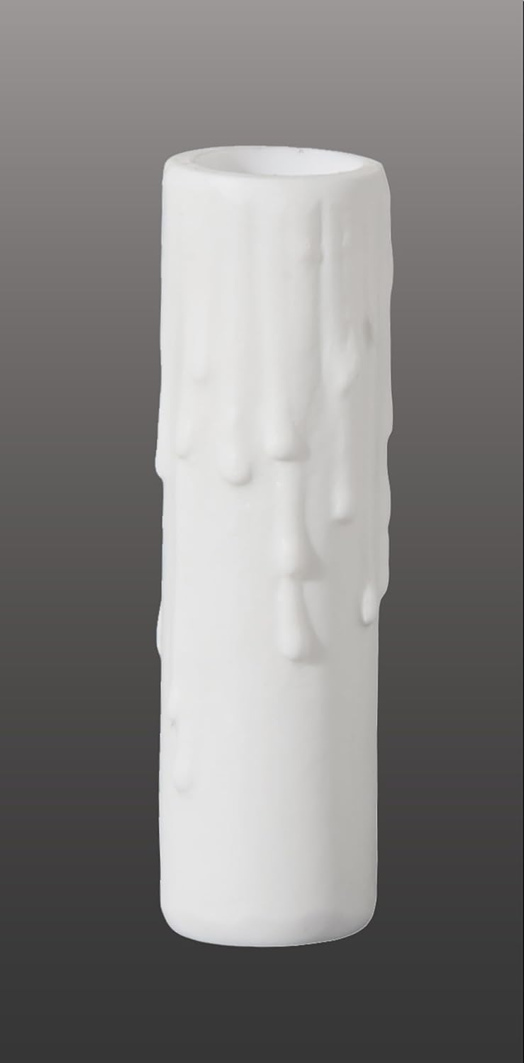 BP Lamp 6 Inch Flat White PolyBeeswax Candelabra Candle Cover
