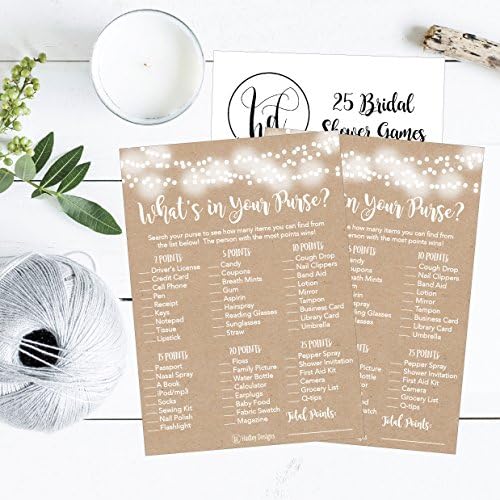 Hadley Designs Rustic Bridal Shower Games for 20 Guests