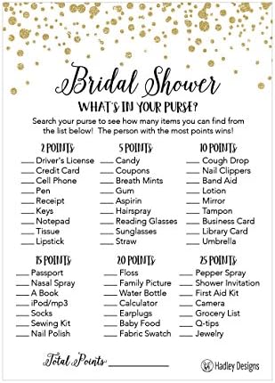 Hadley Designs Gold Bridal Shower Games for 25 Guests
