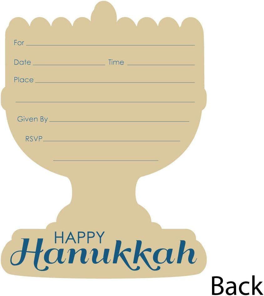Big Dot of Happiness Happy Hanukkah Shaped Fill-In Invitations Set of 12