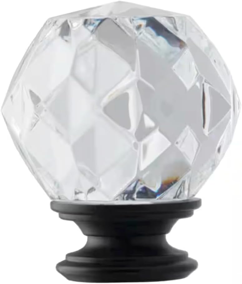 Ceybo Crystal Sphere Finials with Black Base Set of 2