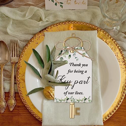 Patelai 50 Key Shaped Wedding Pens with Cards and Rope