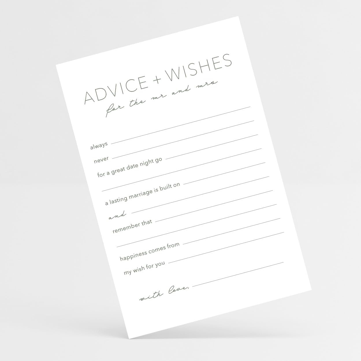 CARDAMONOLY Advice and Wishes Cards for Wedding Decorations