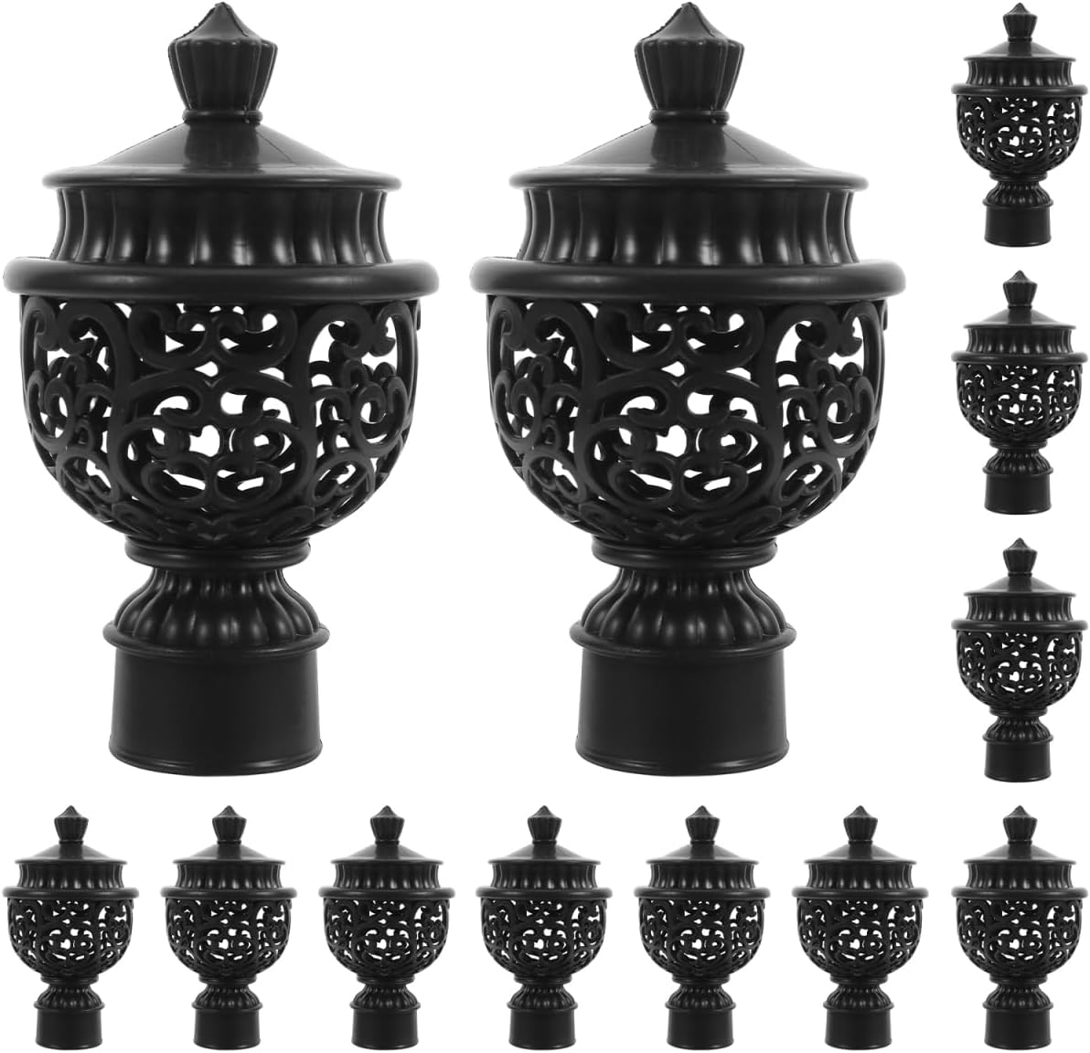 Amosfun 12 Pcs Curtain Rod End Caps Hollow Finials