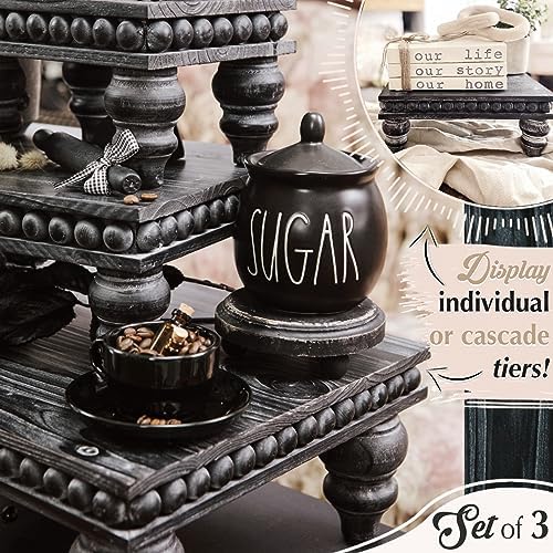 Gothic Black Wooden Tiered Tray Set of 3