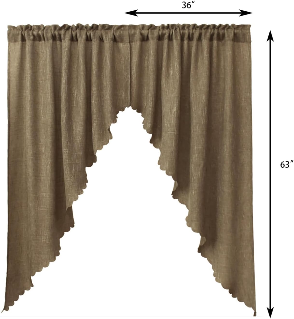 Valea Home Rustic Tan Burlap Look Valance Curtains 2 Panels