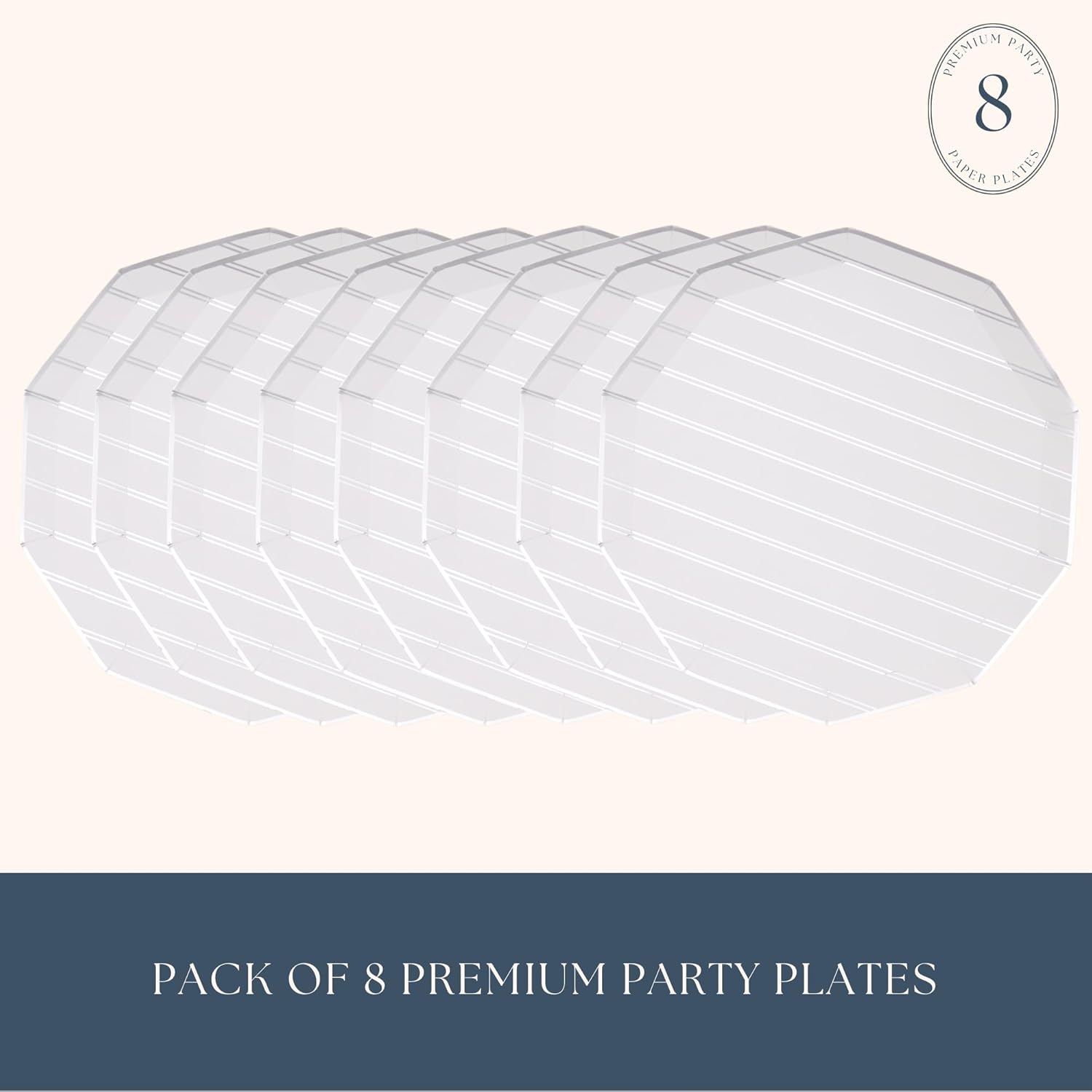 Silver Stripe Paper Plates Pack of 8 105 Inch