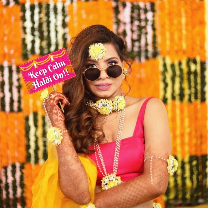 Haldi Ceremony Photo Booth Props Set of 25 for Wedding