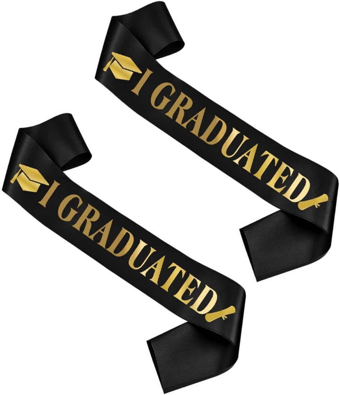 Dzrige Graduation Sash with Gold Letter 2 Pack