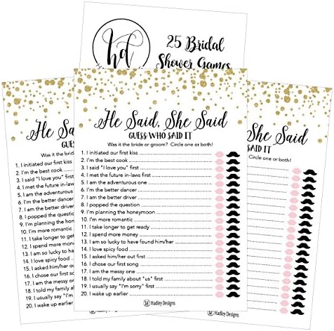 Hadley Designs Gold Bridal Shower Games for 25 Guests 1
