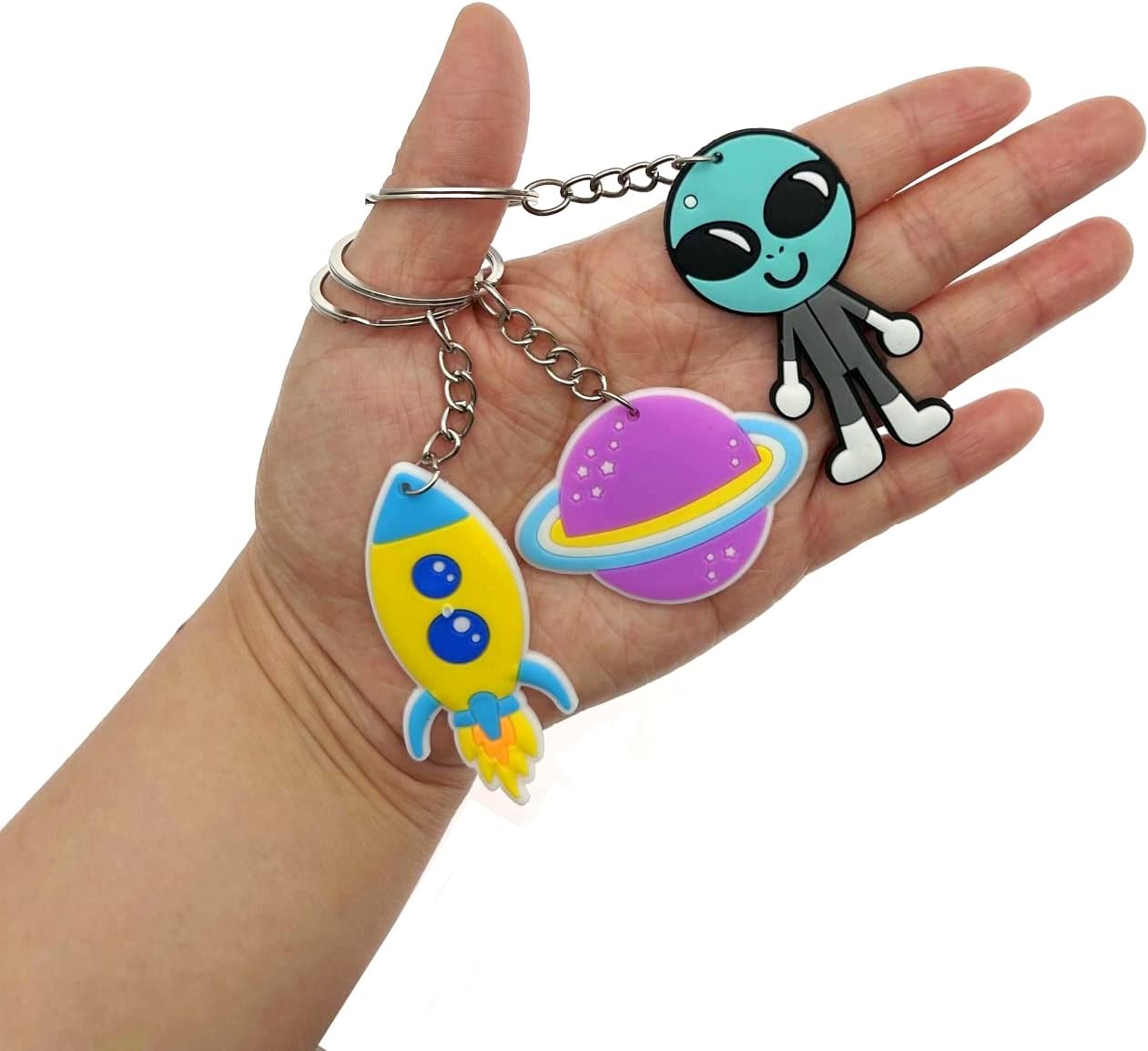 JZK 30pcs Space Themed Keyring Set