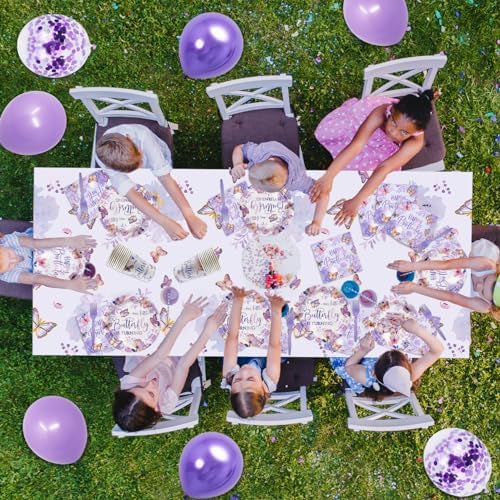 Purple Butterfly Birthday Decorations Set 112Pcs for 20 Guests