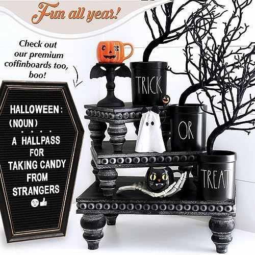 Gothic Black Wooden Tiered Tray Set of 3