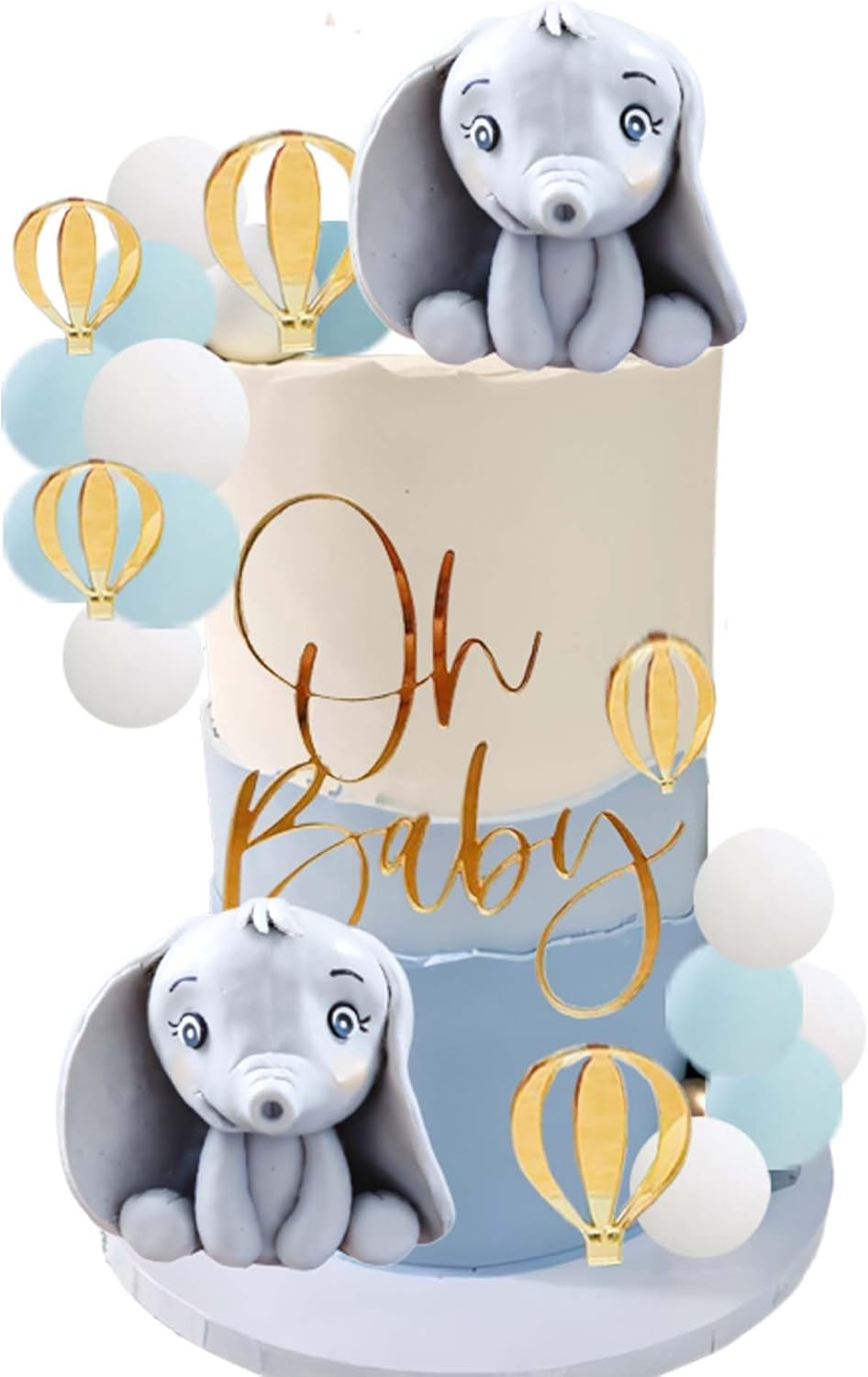 Qoadwem Elephant Cake Toppers 21pcs Baby Shower Decorations