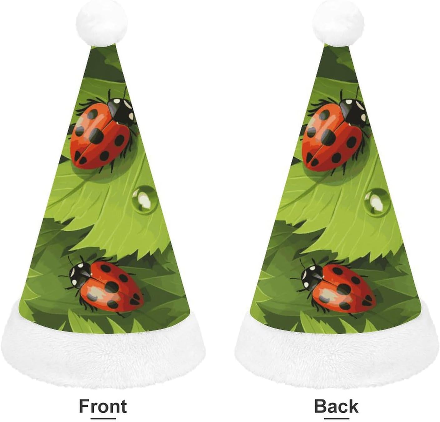 Santa Hat With Leaves And Ladybugs Christmas Party Hat