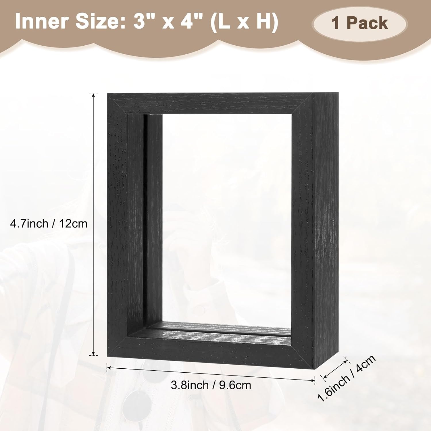 Wooden Pressed Flower Frame 3x4 Inch Black