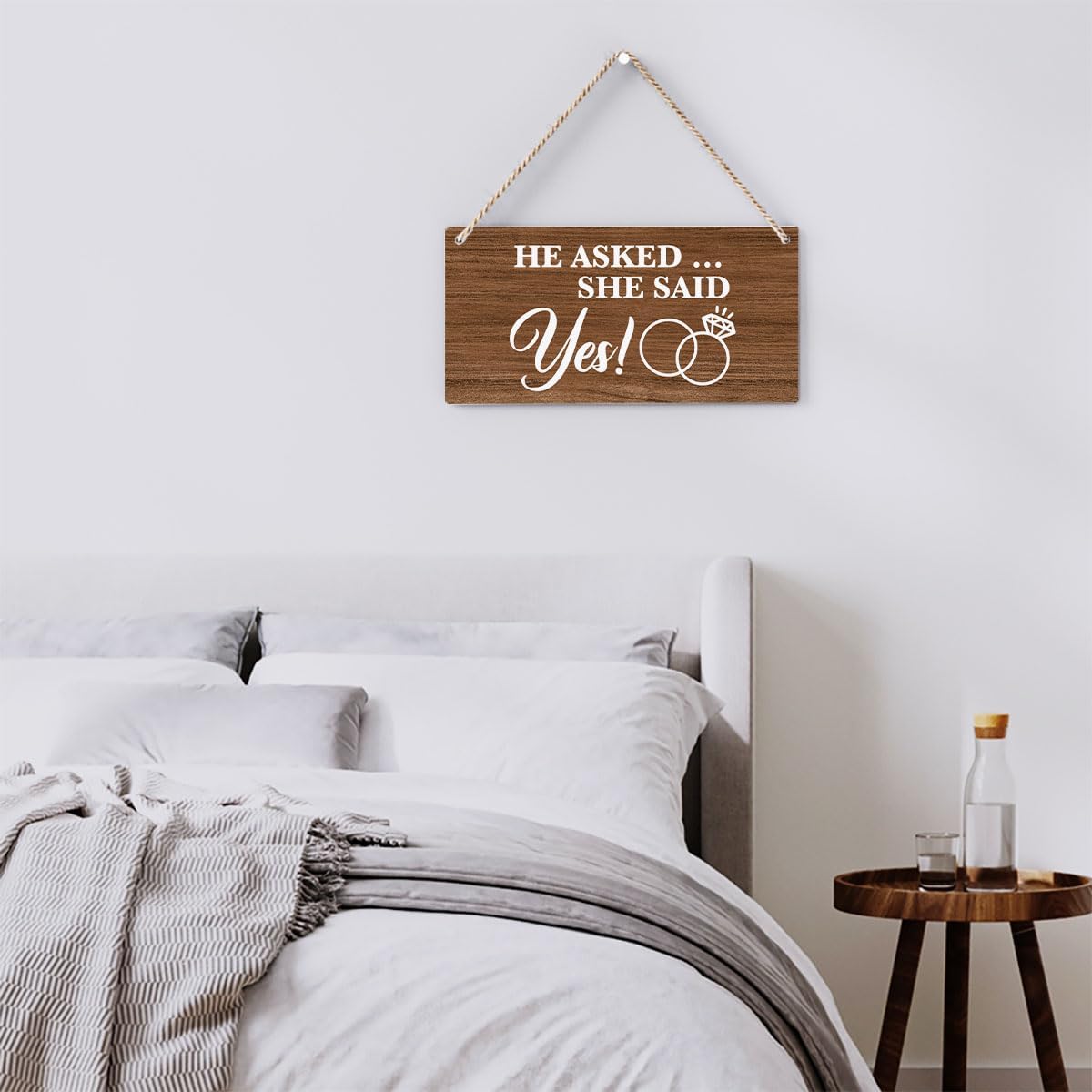 Bellowdeer Rustic Wedding Sign She Said Yes 12x6 Inches Brown