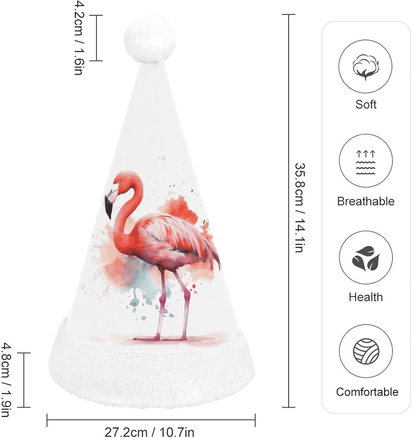 Santa Hat Watercolor Flamingo Christmas Headwear