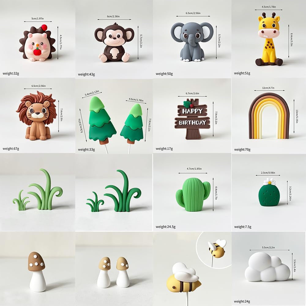 22pcs Wildlife Party Birthday Cake Decorations