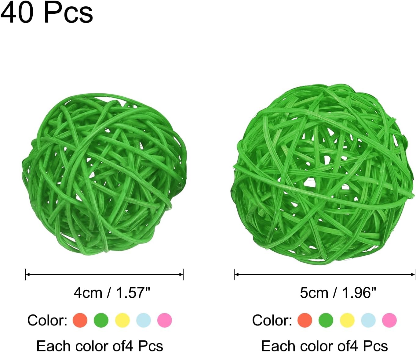 Uxcell 40 Pcs Wicker Rattan Decorative Balls