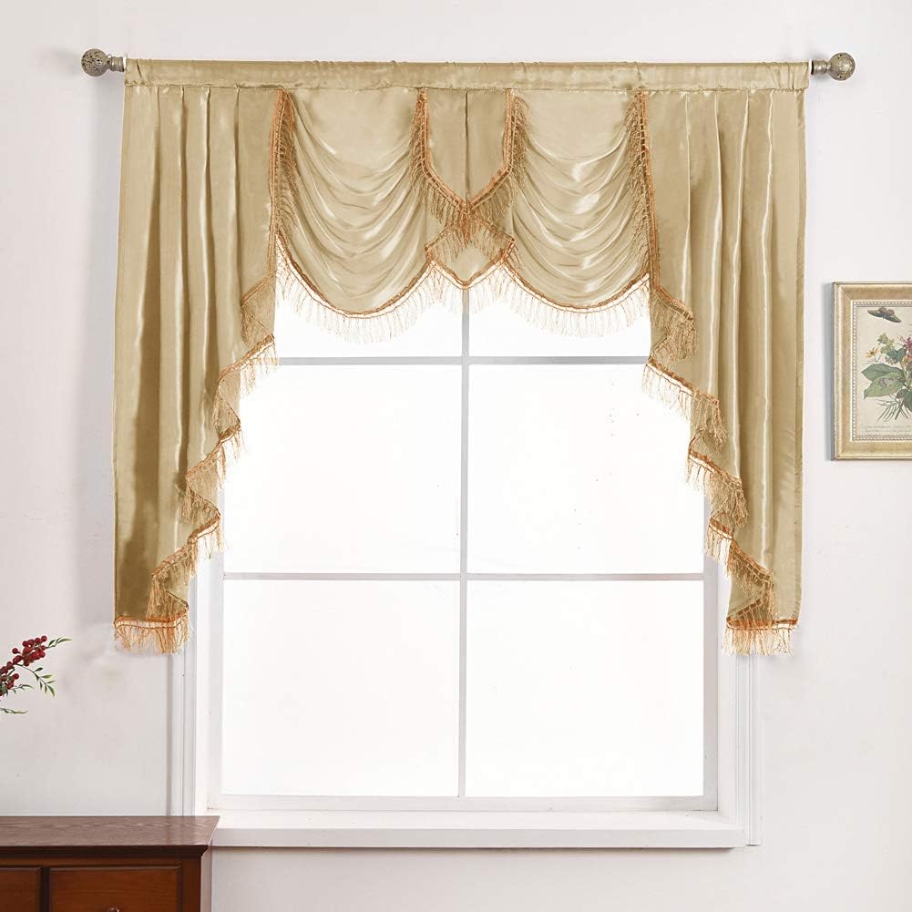 NAPEARL Champagne Swag Valance Curtain 61x49 Inch