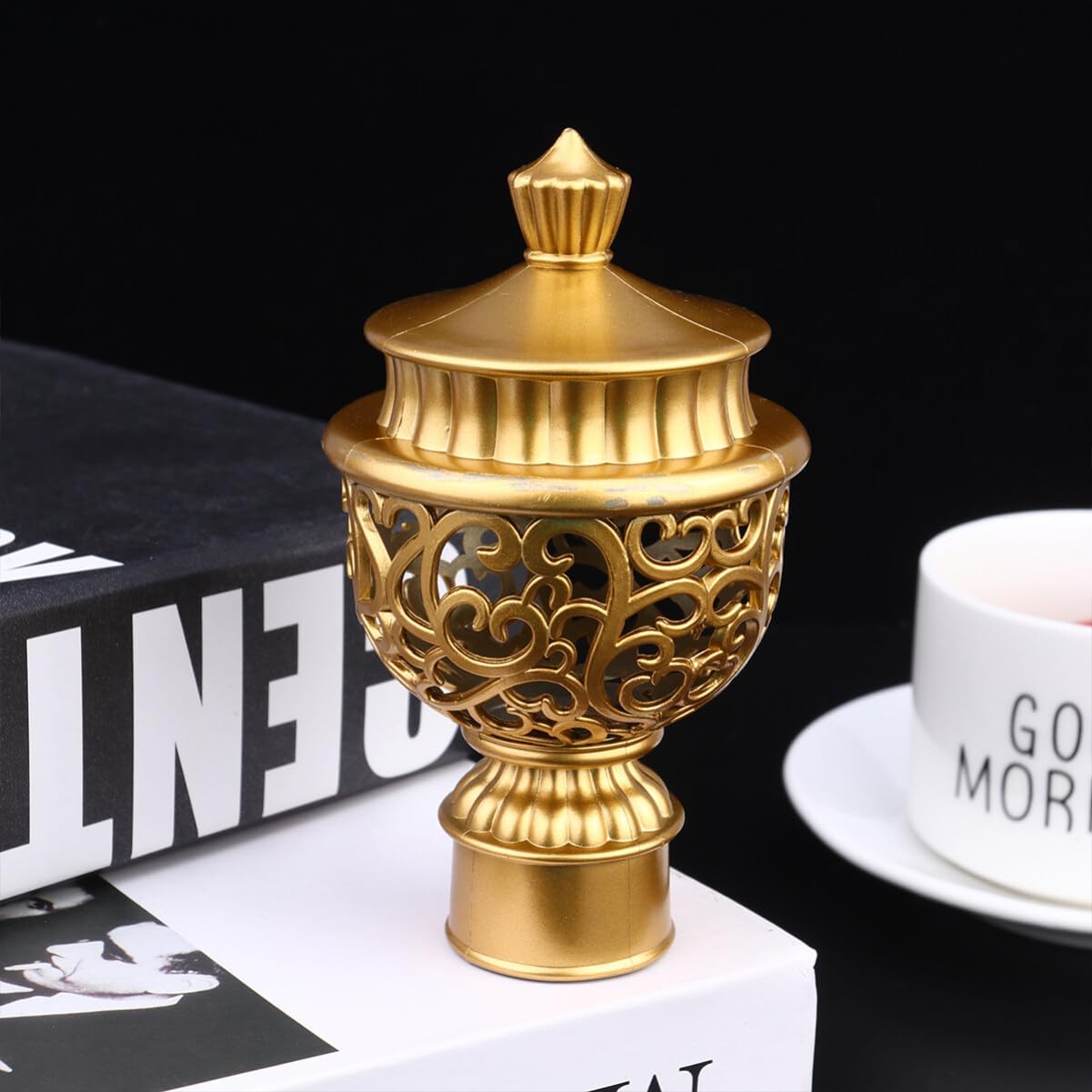 Zerodeko 6PCS Curtain Pole Ends with Golden Design