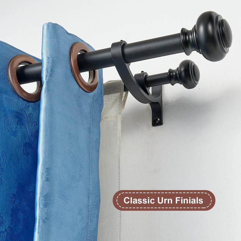 Matte Black Double Curtain Rods 28-48 Inch
