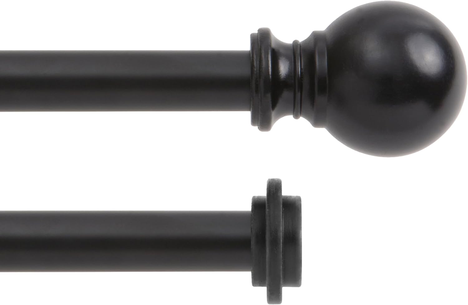 Kenney KN75917 Ball End Double Curtain Rod 36-66 Inch Adjustable Matte Black