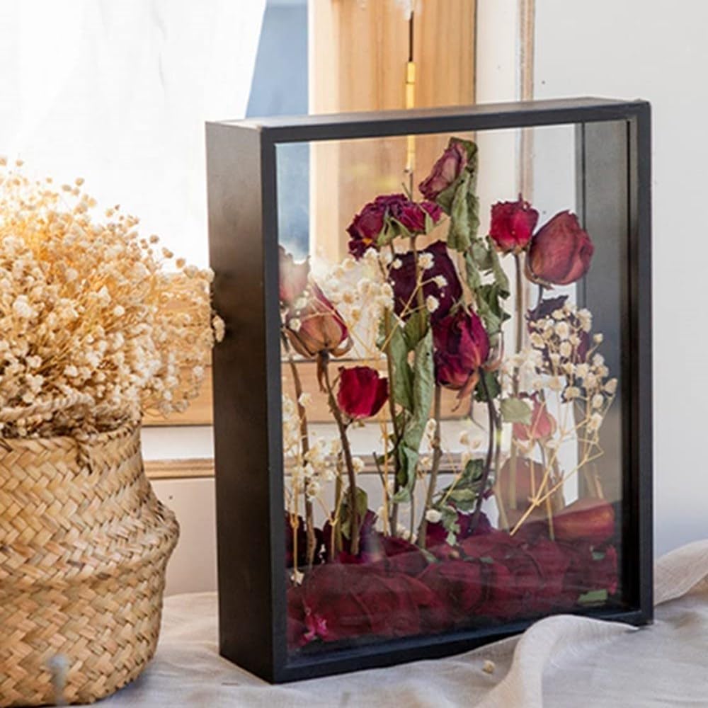 8x12 Floating Photo Frame with Dried Flowers Display