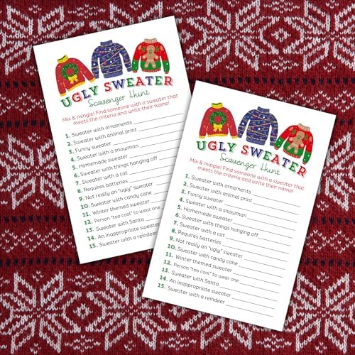 Lashicorn Christmas Scavenger Hunt Game Cards 30 Pack