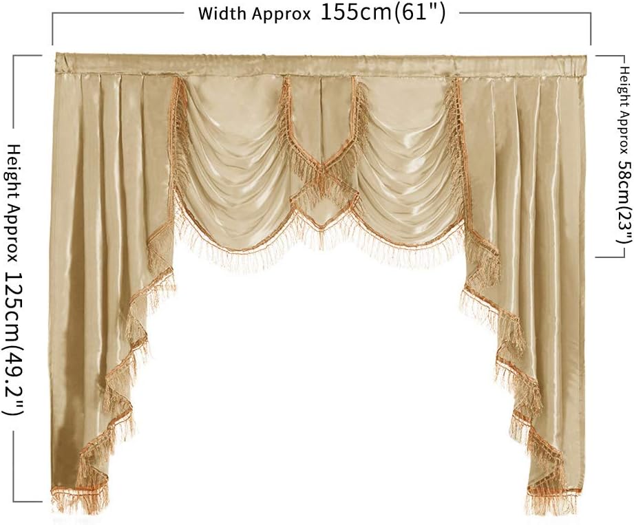 NAPEARL Champagne Swag Valance Curtain 61x49 Inch