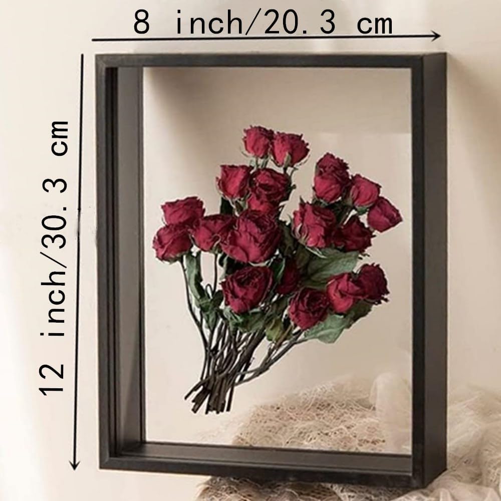 8x12 Floating Photo Frame with Dried Flowers Display