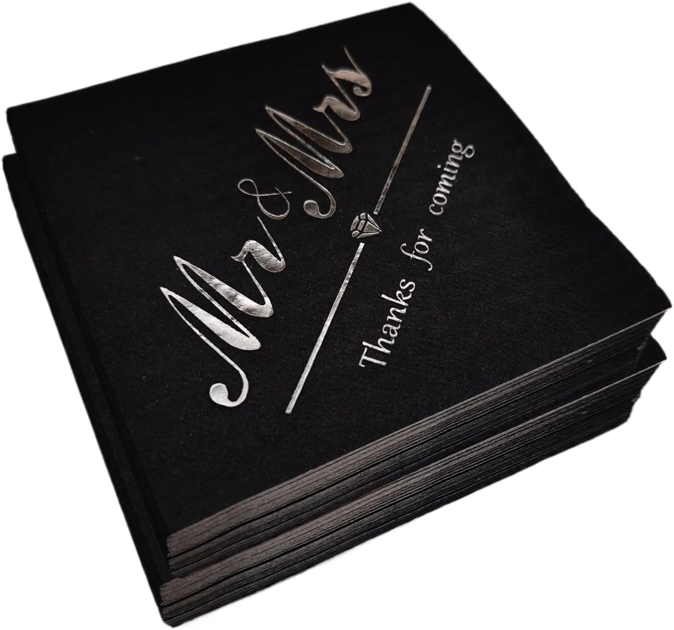 Mr Mrs Silver Black 50pc Disposable Napkins