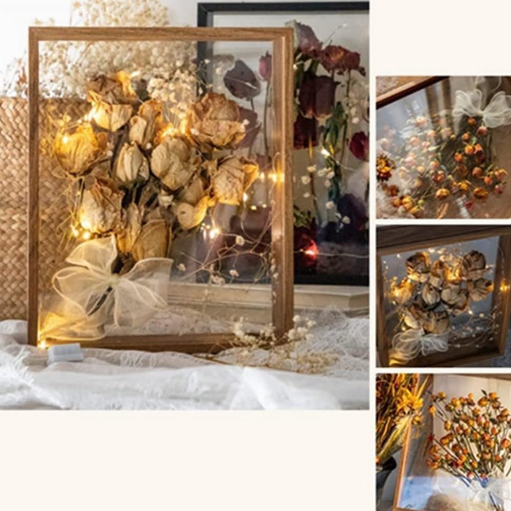 8x12 Floating Photo Frame with Dried Flowers Display
