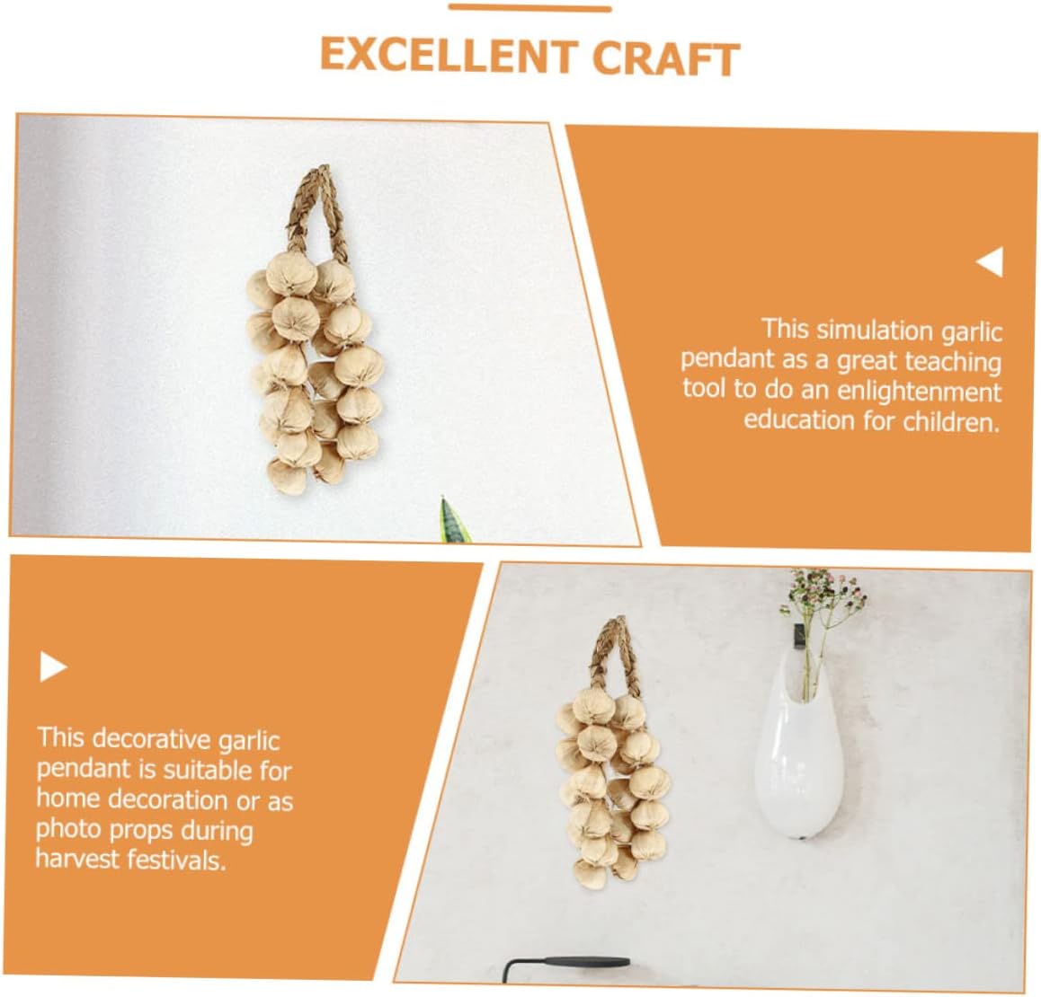 Vaguelly Realistic Garlic Hanging Decor 3pcs