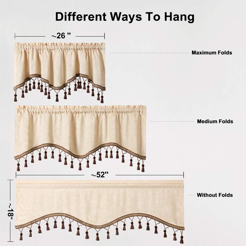 ELKCA Double-Sided Chenille Valance Panels Set of 2