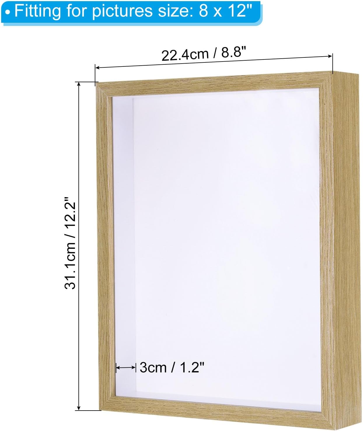 PATIKIL 8x12 Shadow Box Frame with Acrylic and Wood