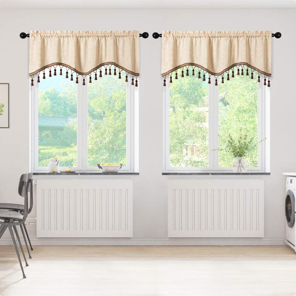 ELKCA Double-Sided Chenille Valance Panels Set of 2