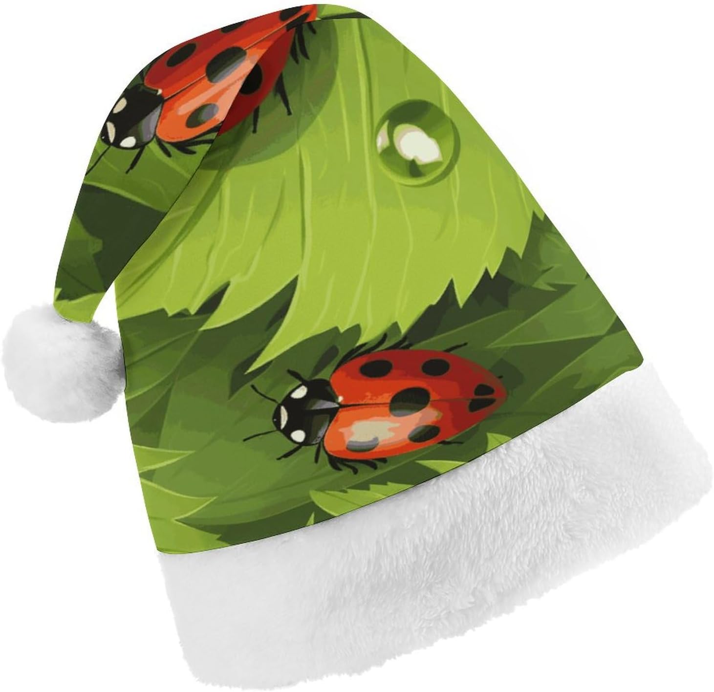 Santa Hat With Leaves And Ladybugs Christmas Party Hat