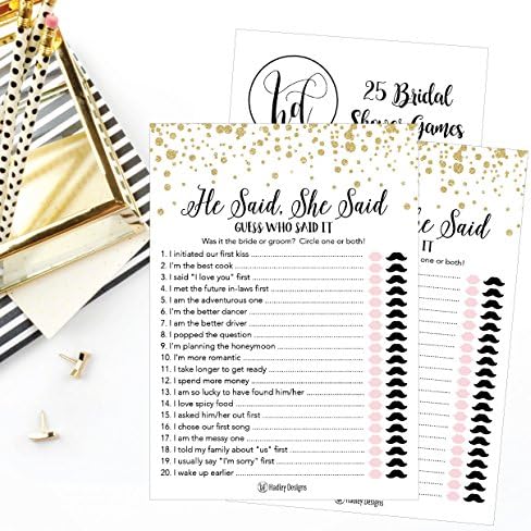 Hadley Designs Gold Bridal Shower Games for 25 Guests 1
