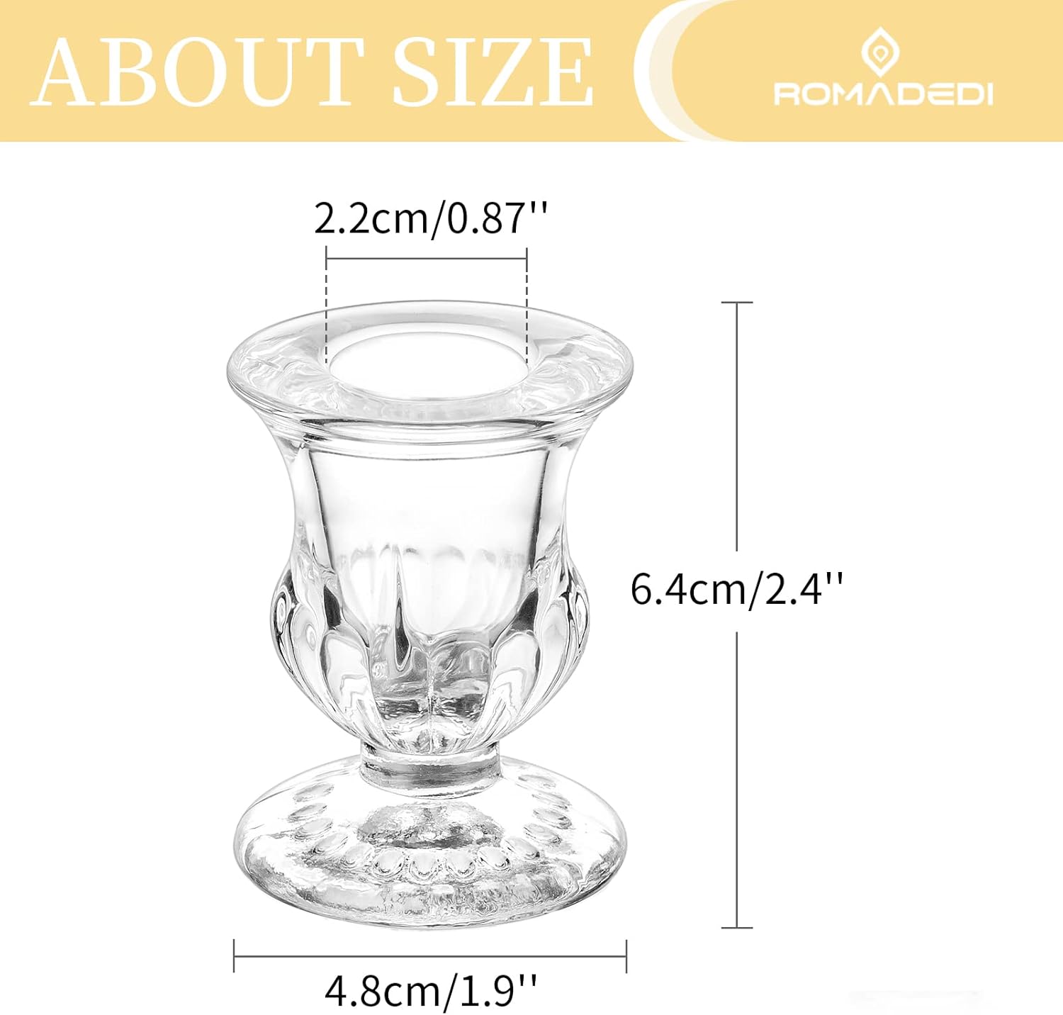 20 Pcs Clear Glass Candlestick Holders for Wedding and Party