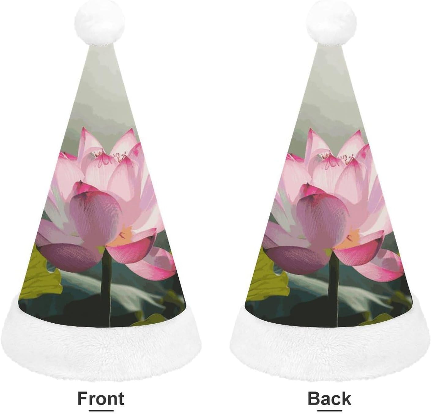 Christmas Santa Hat for Adults with Flower Decor