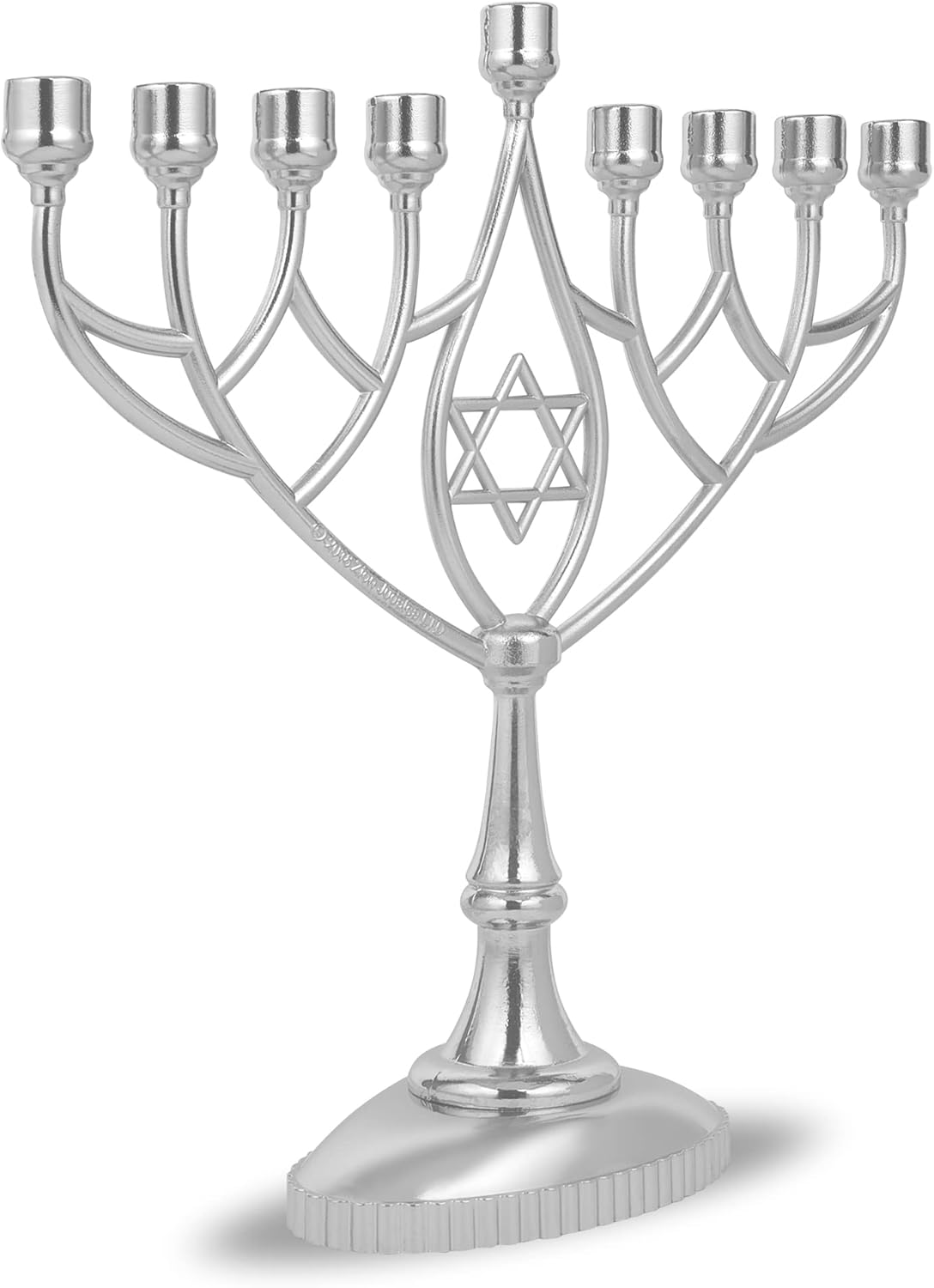 Traditional Classic Geometric Hanukkah Menorah 9 Inch Silver Plated