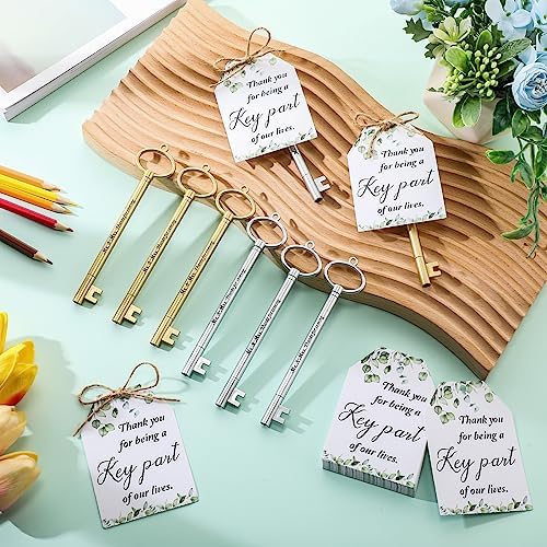 Patelai 50 Key Shaped Wedding Pens with Cards and Rope