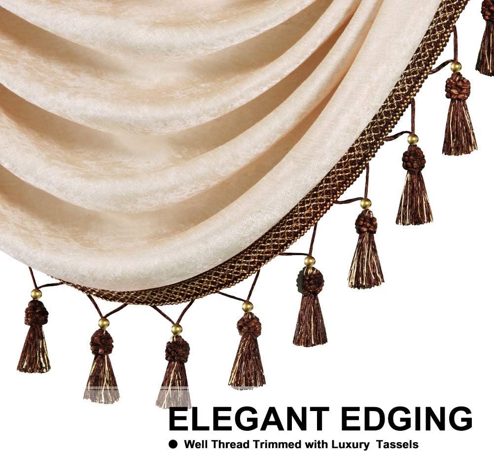 ELKCA Beige Chenille Valance for Living Room and Bedroom